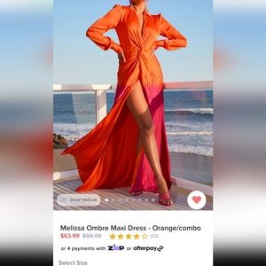 Ombre gown orange/pink with belt